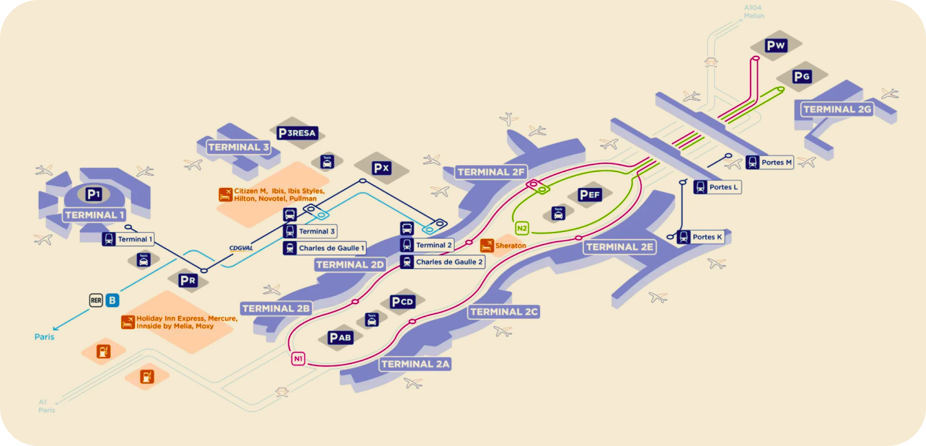 نقشه فرودگاه شارل دوگل